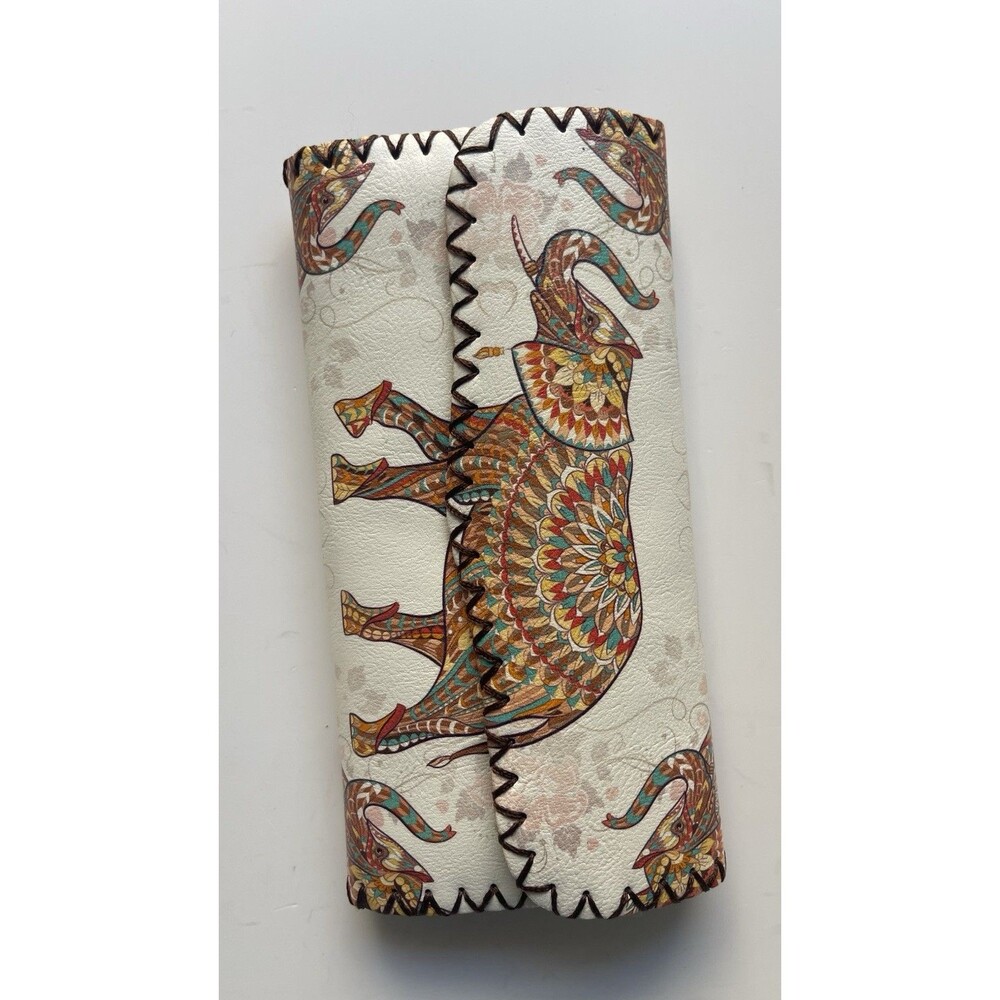 White Brown Ladies Wallet Elephant Print Snap Front Zipper Coin Purse Cards
